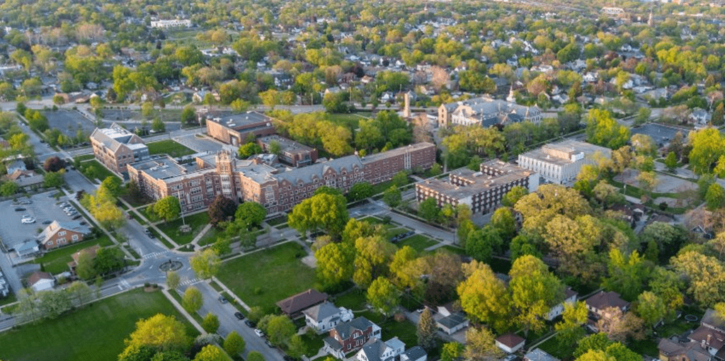 Aerial image of main USF campus in Joliet