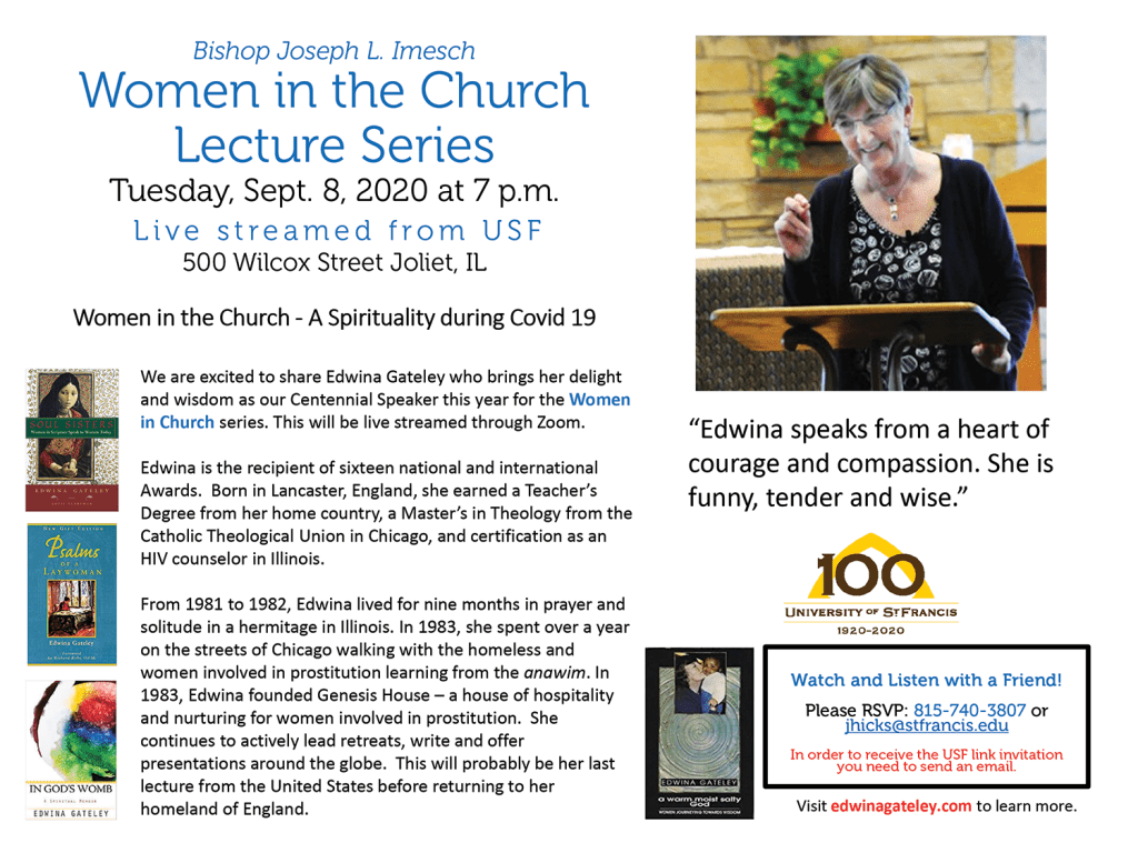Edwina Gateley event flier