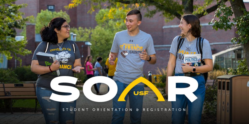 student orientation image with smiling students
