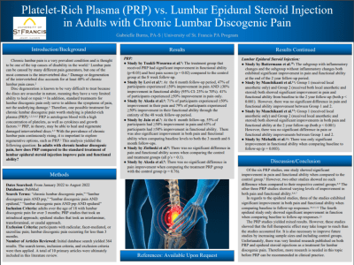 Platelet-Rich Plasma (PRP) vs. Lumbar Epidural Steroid Injection in Adults with Chronic Lumbar Discogenic Pain