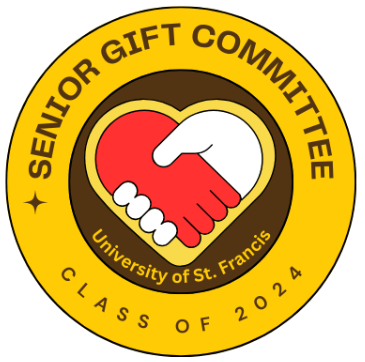 Senior Class Gift Committee logo with hands shaking in a heart shape