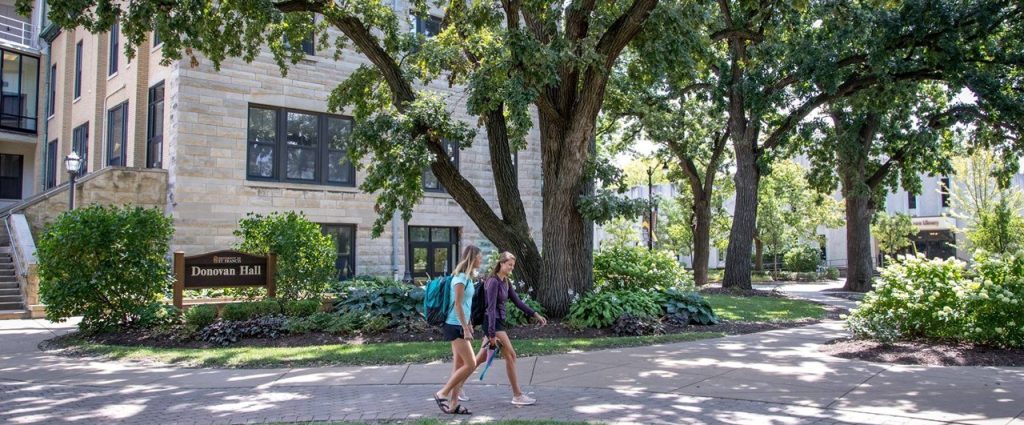 walking group of students